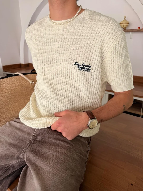 Los Angeles Knitted Beige T-shirt