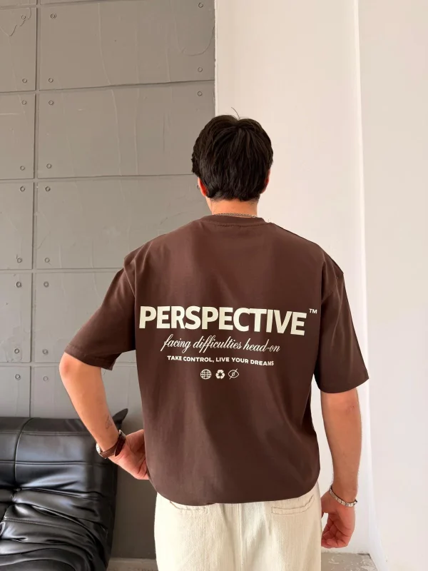 PERSPECTIVE Brown Oversized T-shirt