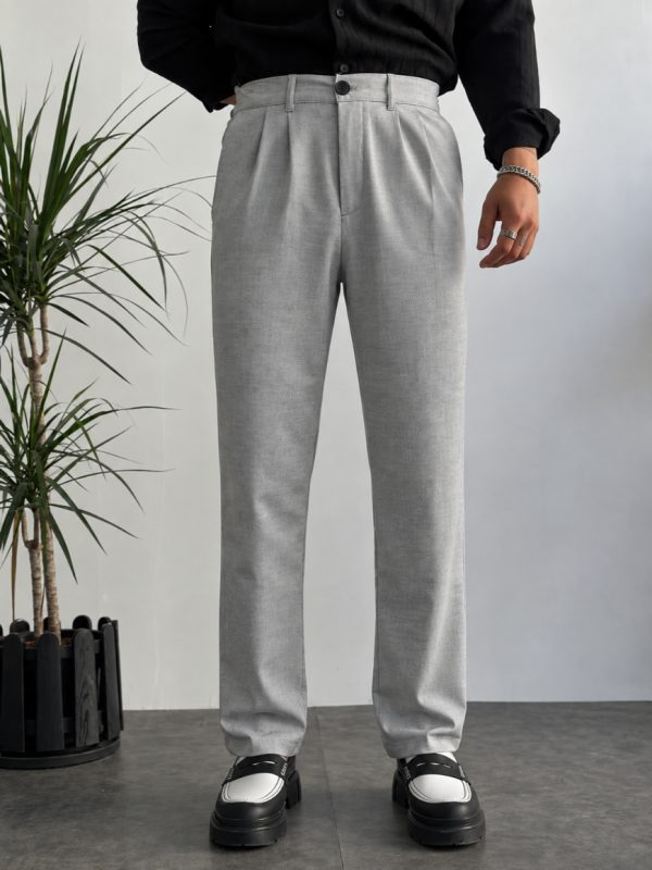 Grey Pleated Relaxed Trouser