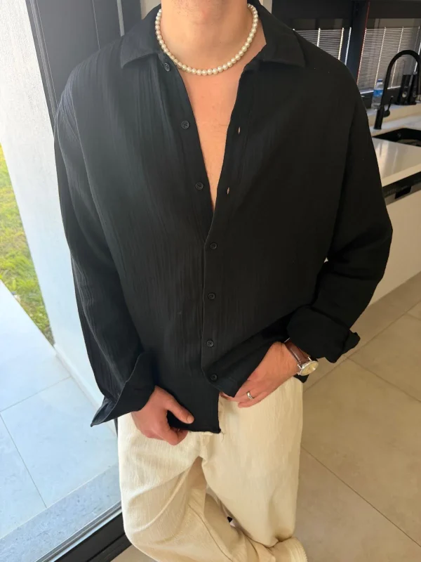 Black Comfy Gauze Shirt